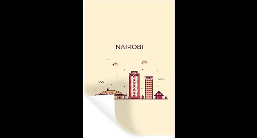 Muurstickers - Sticker Folie - Skyline - Nairobi - Kenia - 20x30 cm - Plakfolie - Muurstickers Kinderkamer - Zelfklevend Behang - Zelfklevend behangpapier - Stickerfolie