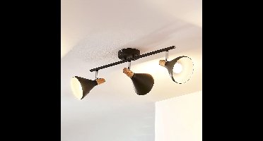 Lindby - buitenspot - 3lichts - Metaal, hout - H: 17 cm - E14 - zwart, licht hout