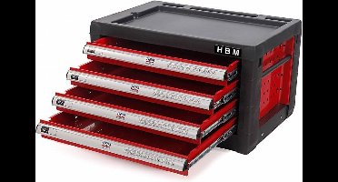 Gereedschapskist / opzetkist 4 laden ROOD