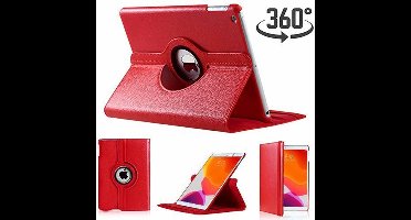 Hoes geschikt voor iPad 2021 / 2020 / 2019 (9e/8e/7e Generatie / 10.2 inch) draaibare Hoes met stylus pen - Rood