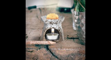 Waxmelt Aromabrander Stonelook - Oliebrander - Geurbrander - Verdamper voor Olie, Geurzout en Wax Melts - 7x7x7cm