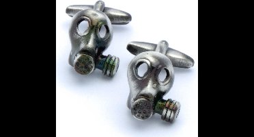 Manchetknopen - Gasmasker Donker Zilver