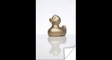 Poster Badeend - Goud - Wit - 20x30 cm