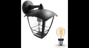 Philips Hue Creek Wandlamp voor Buiten Neerwaarts (Zwart) - Buitenlamp - E27 - Warmwit Licht - Hue White Filament