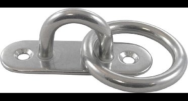 RVS Bevestigingsplaat met ring en langwerpige grondplaat - 45x15 mm