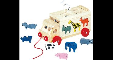 Bino Trekfiguur Animal Junior 29,5 Cm Hout Naturel 11-delig