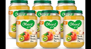 Olvarit Fruithapje 6+ Maanden – Perzik Banaan Kiwi - 6 x 200g