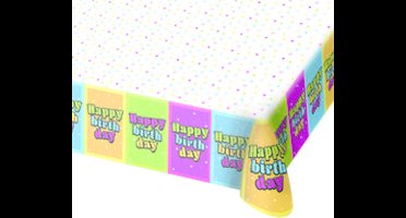 Folat - PE Tafelkleed Happy Birthday sterren (130 x 180cm)
