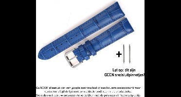 Leren Bandje - Geschikt voor 20 mm Smartwatches - Blauw - Siliconen Bandje