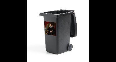 Container sticker Uitsneden Peter Paul Rubens - Portret van een vrouw mogelijk Clara Fourment - Schilderij van Peter Paul Rubens Klikosticker - 40x40 cm - kliko sticker - weerbestendige containersticker