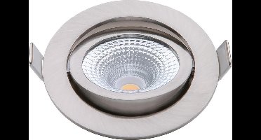 EcoDim - LED Spot - Inbouwspot - ED-10024 - 5W - Waterdicht IP54 - Dimbaar - Dim to Warm - Warm Wit 2000K-3000K - Geborsteld Nikkel - Aluminium - Rond - Kantelbaar
