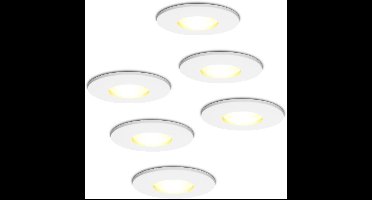 HOFTRONIC - Set van 6 Barcelona dimbare inbouwspot wit - inbouwdiepte 90mm - incl dimbare GU10 - 2700K warm wit - IP44 geschikt voor badkamer