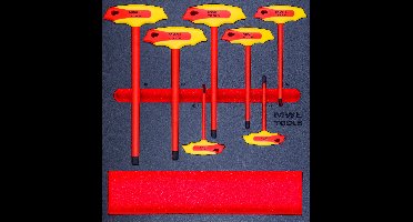 Geïsoleerde stiftsleutelset Hex met T-hendel foam tray 7 delig MW Tools MWETH7