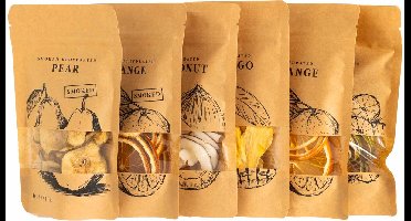 BOTANICA Gedroogde Vruchten Mix – 6 Soorten (6 x 20g) – 100% Natuurlijk – Premium Kwaliteit – Voor Gin Tonic, Cocktails & Desserts