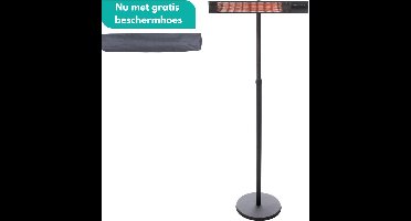 Sunred - COMBIDEAL - Heater & Hoes - Dark lijn - Zwart - Staand model - Terrasverwarmer – Carbon rosé goud technologie - 2500 W – ECO - 3 standen - Afstand bestuurbaar - Elektrische heater