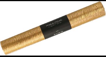 Home & Styling Decoratie stof/tafelloper - goud - streep - 30 x 500 cm - polyester - tafelkleden