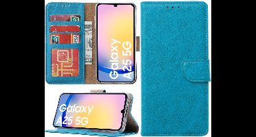 Hoesje geschikt voor Samsung Galaxy A25 bookcase met pasjeshouder - Blauw