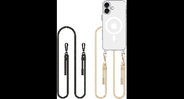 Tech-Protect Verwisselbare Koord MagSafe Hoesje Geschikt voor Apple iPhone 16 - Zwart & Beige