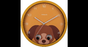 Karlsson Wandklok Peekaboo Dog - Geel - 30.8x4.5x30.8cm - Wandklok Scandinavisch