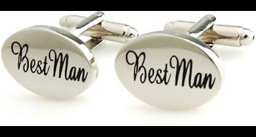 Best man manchetknopen - Heren manchetknopen - zilver - bruiloft - rond - metaal