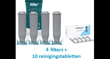 4 stuks waterfilter voor KRUPS, Melitta, Nivona koffiemachines - vervanging - + EXTRA Tabletten voor het reinigen en ontvetten van de koffiemachine - 10 x 2g - universele reinigingstabletten - geschikt voor alle merken