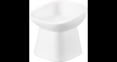 Yamazaki Voerbak Kat / Hond - Schuin - Keramisch - Tower - Wit