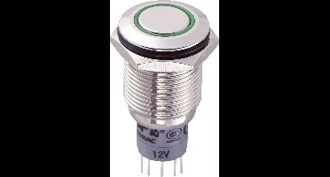 TRU COMPONENTS 701792 LAS2GQF-22E/G/12V/N/P Vandalismebestendige druktoets 250 V/AC 3 A 2x aan/(aan) Moment Groen 1 stu