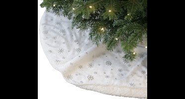 Unique Living Kerstboomrok - wit - sneeuwvlokken - D100 cm - polyester - kerstboomkleed