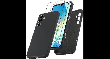 Hoesje geschikt voor Samsung Galaxy A16 4G / 5G Hoesje siliconen Zwart zacht siliconen hoesje TPU - met Samsung A16 4G / 5G Screenprotector - 2 stuks