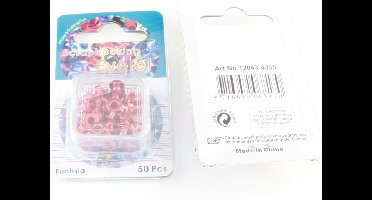 Scrapbooking Eyelet Bloem 6mm 50 stuks Roze Diameter gat 2.2mm.