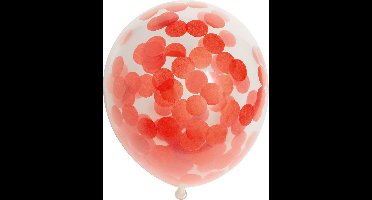 6 Papier Confetti ballonnen 12″ rood - Versiering Feestdecoratie Decoratie Verjaardag Jubileum Thema Feest Ballon
