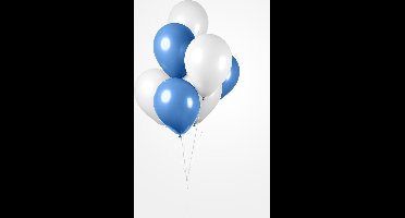 10 Ballonnen 12" Wit / Blauw - Versiering Feestdecoratie Decoratie Verjaardag Jubileum Thema Feest Ballon
