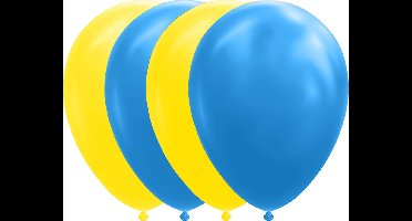 10 Ballonnen 12" Blauw / Geel - Versiering Feestdecoratie Decoratie Verjaardag Jubileum Thema Feest Ballon