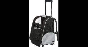 Trixie Reismand Trolley - Kleine Hond en Kat - Zwart Grijs - tot 8 kg - 36 x 27 x 50 cm