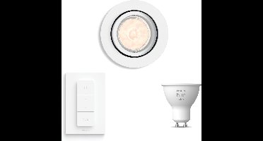Philips Hue Enneper Inbouwspot (Wit) - Rond - GU10 - Warmwit Licht - Incl. Hue Dimmer Switch - Hue White