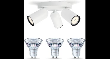 Philips Pongee Opbouwspot (Wit) - Warmwit Licht - Plafondspot met 3 Lichtpunten - GU10 - Niet Dimbaar