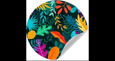 WallCircle® - Behangcirkel 30x30 cm - Muurstickers Jungle - Bladeren - Kleuren - Jongens - Meisjes - Kinderen - Muurcirkel - Kinderkamer accessoires - Decoratie babykamer - Wandcirkel zelfklevend