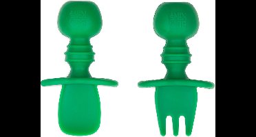 Bumkins - Siliconen baby lepel en vork - Jade