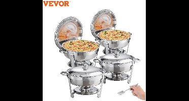 Amalee - Buffetschalen - RVS - Met deksel - Eten warm of koud serveren - Feestjes - Bijeenkomsten -