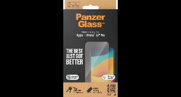 PanzerGlass Screenprotector geschikt voor Apple iPhone 15 Pro Max Glazen | PanzerGlass Ultra-Wide Fit Screenprotector - Case Friendly + Installatie Frame - Zwart