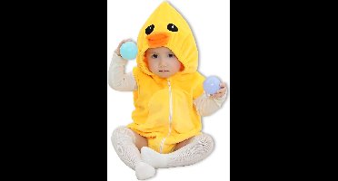 BoefieBoef Zomer Dieren Baby Romper Eend Geel - Schattige en Comfortabele Onesie voor Baby's van 0-12 Maanden - Kraamcadeau Tip - Dierenpak - Verkleedkostuum - Verkleedkleding - Boxpak - Kruippak - Carnaval - Sinterklaas en Kerst Cadeau