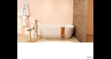 Liora half vrijstaand ligbad 170 x 75 cm acryl glans wit met waste glans wit