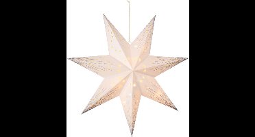 Lumineo Verlichte kerstster - wit - 40 cm - op batterijen - 10 led lampjes - warm wit