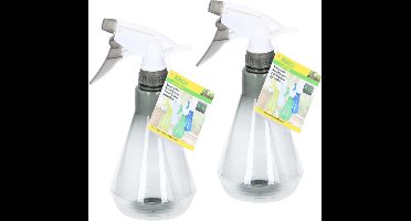 2x stuks plantenspuiten zwart 500 ml kunststof - Waterverstuiver - Tuinartikelen