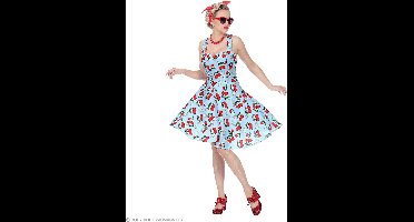 Jaren 50 jurk Cherry licht blauw