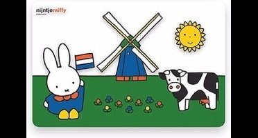 Placemats Nijntje in het weiland - Set van 4x stuks - 44 x 29 cm - Ontbijt diner en knutselen onderleggers - pvc