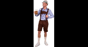 Oktoberfest Blauw/witte Tiroler blouse lange mouw M