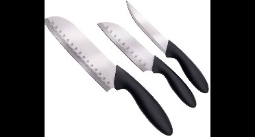 alpina Keukenmessen Set 3-delig – Koksmes, Santokumes & Universeel Mes – RVS Messen – Ergonomisch Handvat