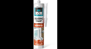 BISON Universele Siliconenkit Wit 280 ml - Siliconenkit Voor Ramen, Deuren en Kozijnen - Waterdichte Siliconenkit - UV-Bestendig - Binnen en Buiten - Cartridge [B03395]