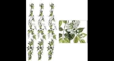 Decoris plantenslinger - 3x - wit - witte regen / wisteria - 150 cm - kunstplanten